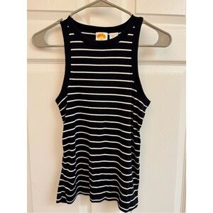 C&C California Black & White Striped Tank Top